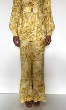 Womens | Zar Viscose Heavy Crepe Wide Leg Pants | Yellow