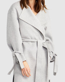 Women | Head Over Heels Wool Blend Collarless Robe Coat | Grey Marle