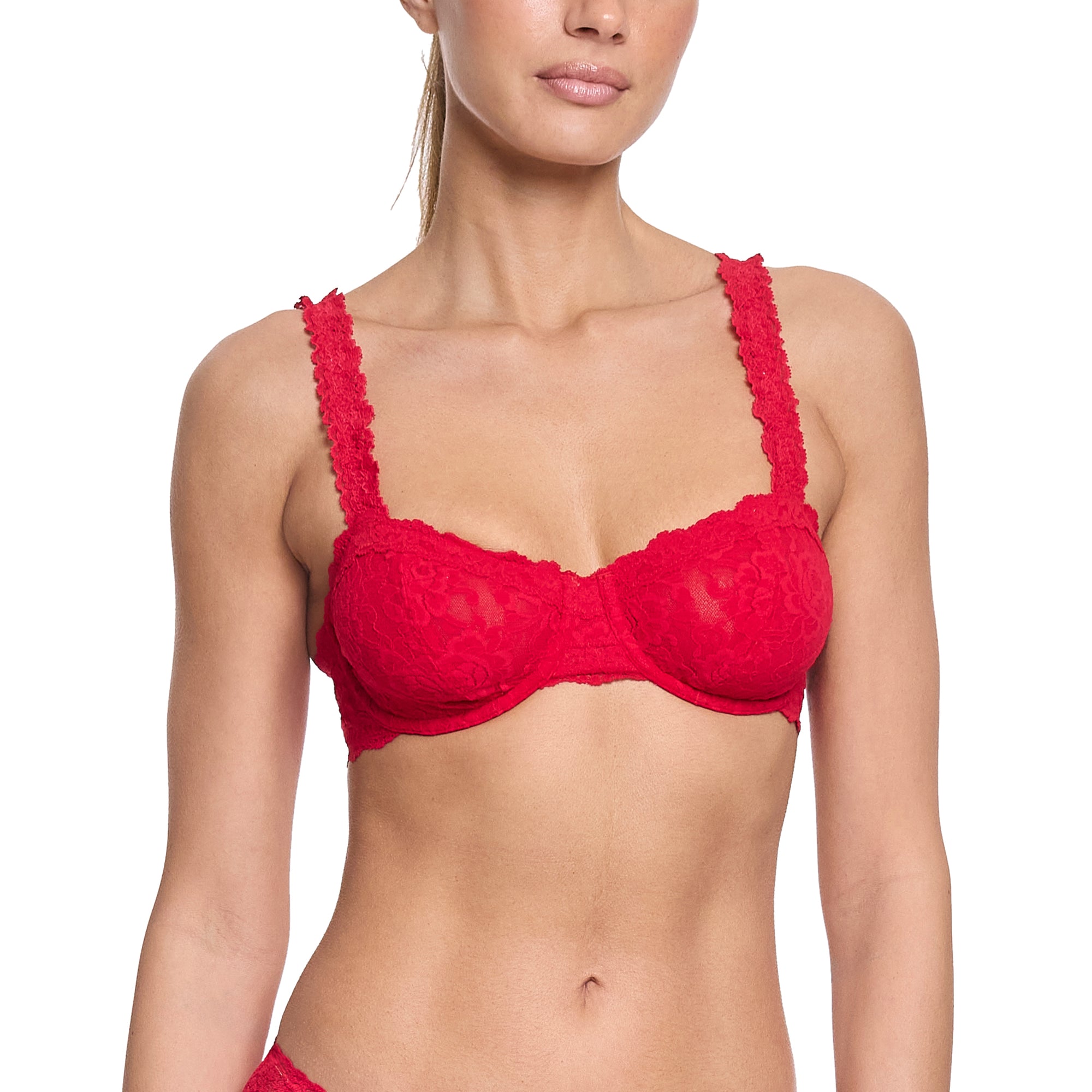 Signature Lace Balconette Bra | Red