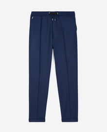 Blue Wool Pants With Elastic Band | Men | Navy