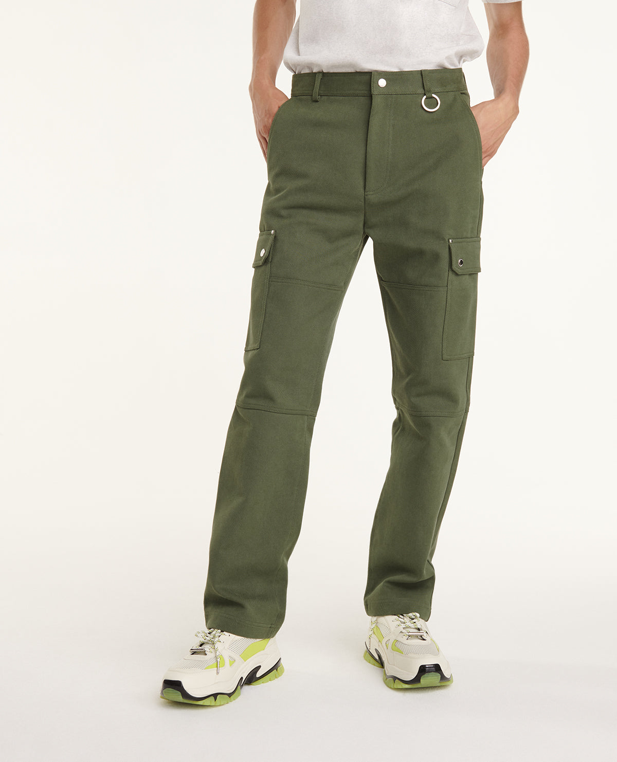 Cargo-Style Pants In Cotton Twill | Men | Khaki