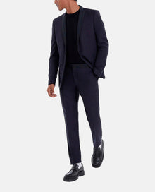 Midnight Blue Wool Suit Pants With Creases | Men | Navy