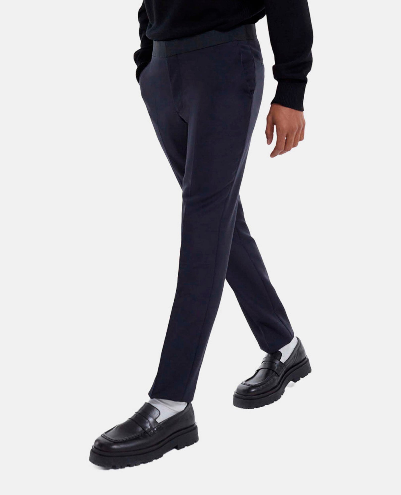 Midnight Blue Wool Suit Pants With Creases | Men | Navy