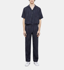 Blue Striped Pants | Men | Dark Navy x Ecru