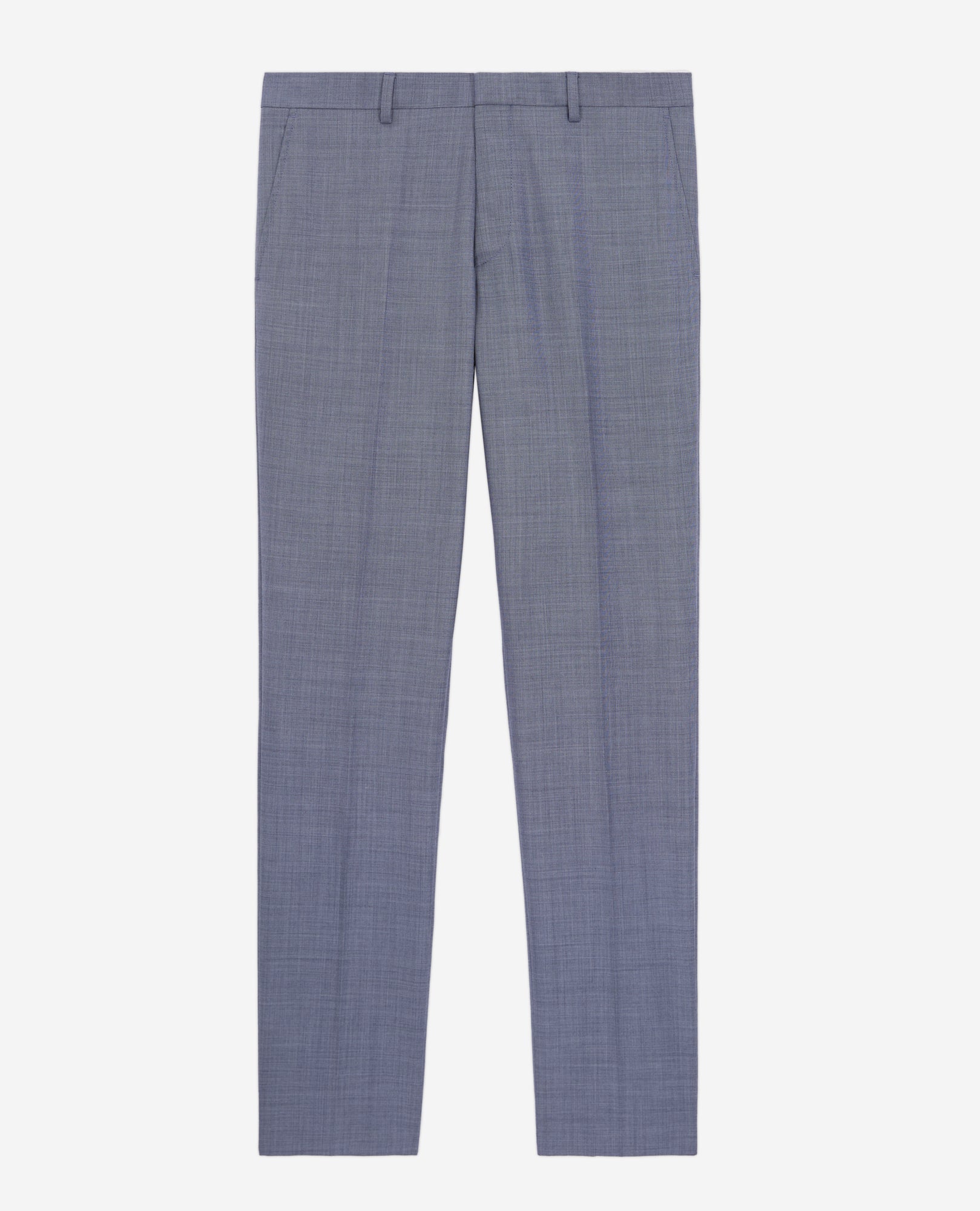 Grey Checkered Wool Suit Trousers | Men | Light Blue