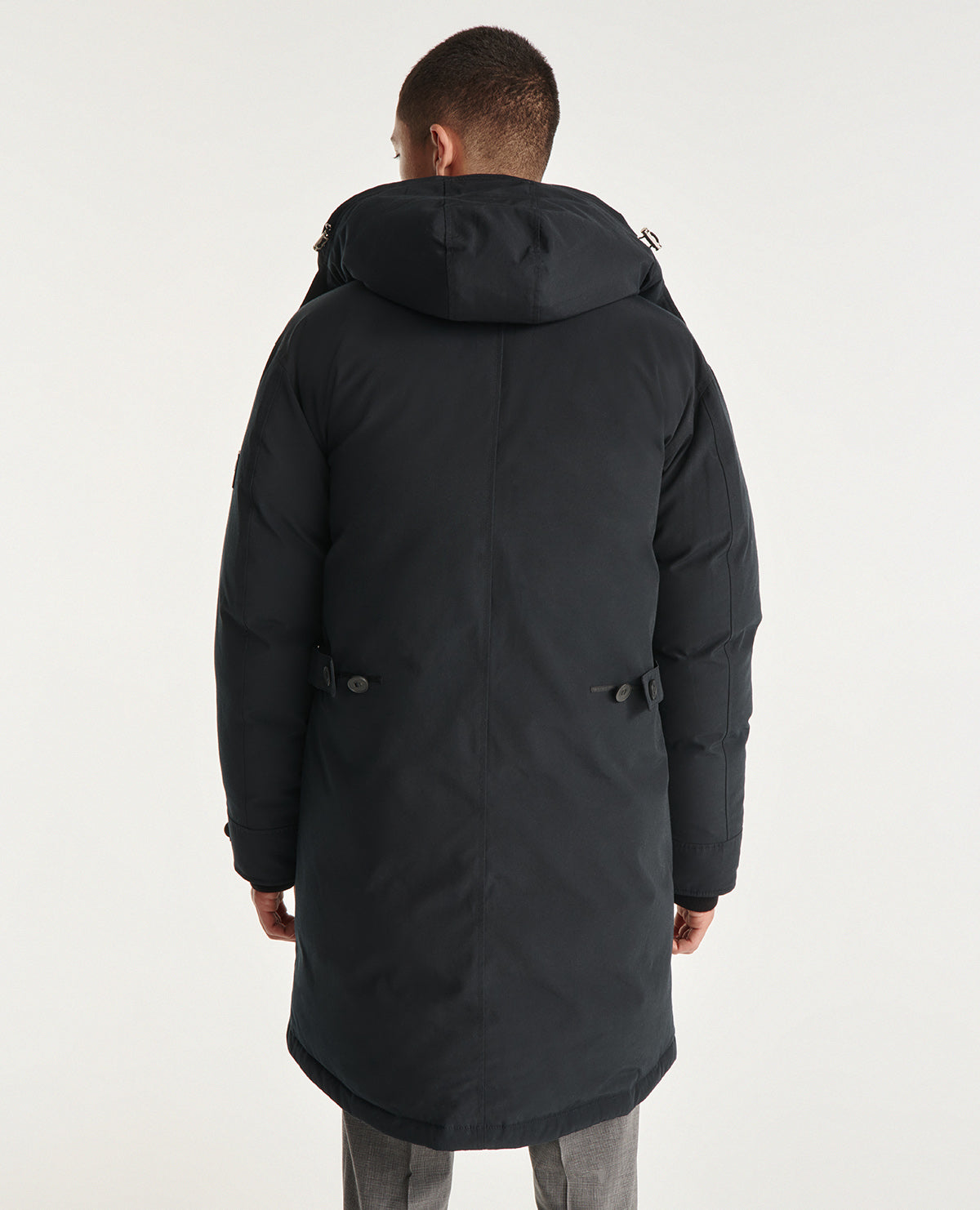 Long Blue Nylon Parka With Removable Hood | Men | Dark Navy x Navy