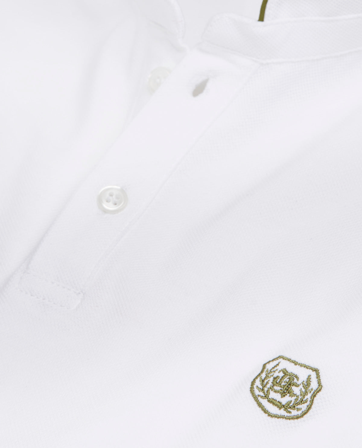 Embroidered Polo W/ Officer Collar | Men | White x Green