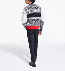 Patterned Wool Sweater | Men | Black Red Off White