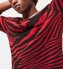 Wool Printed Sweater | Men | Black x Red