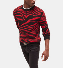 Wool Printed Sweater | Men | Black x Red