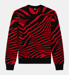 Wool Printed Sweater | Men | Black x Red