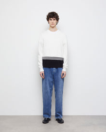 Two-Tone Knit Sweater | Men | White x Black