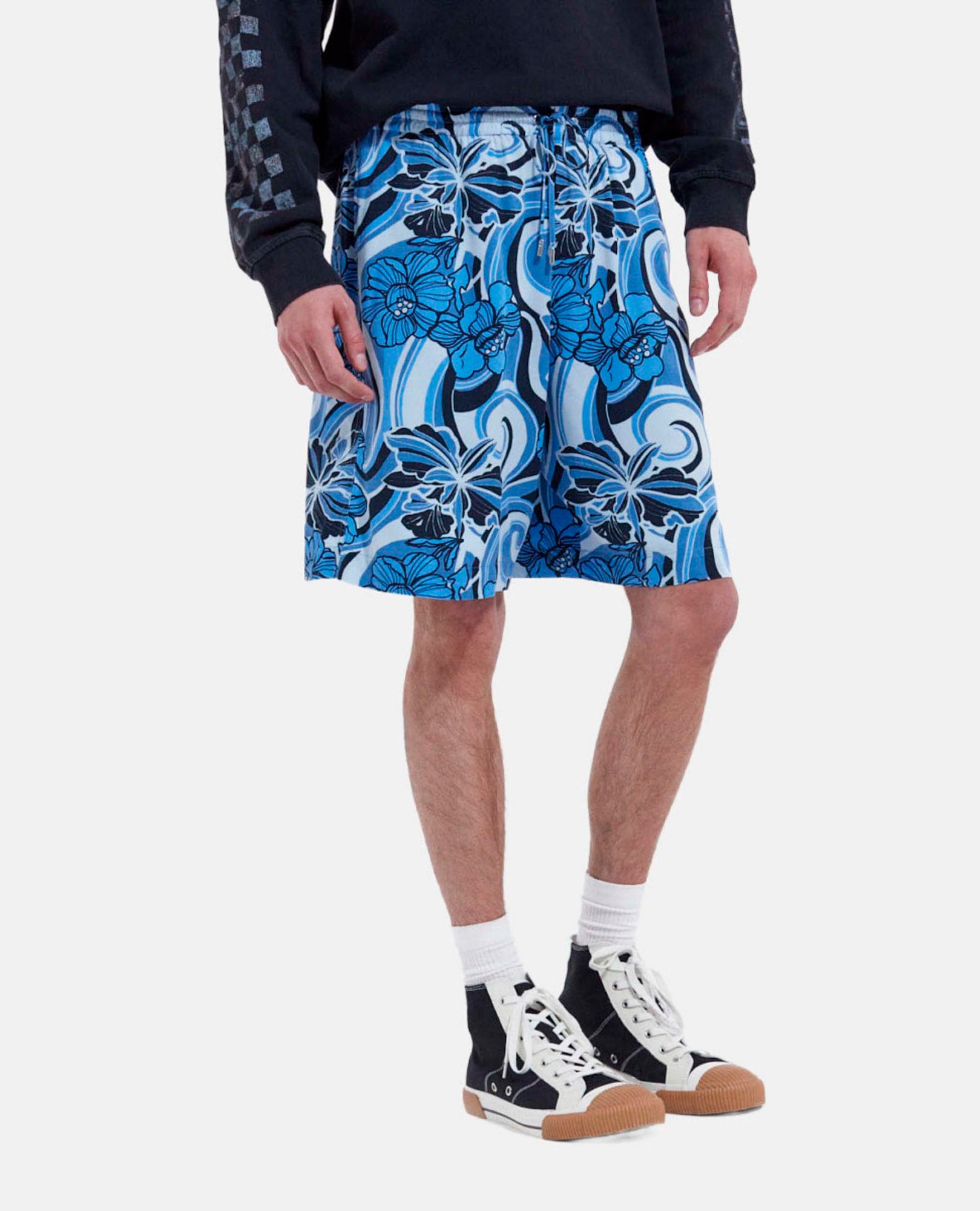 Flowing Shorts With Psychedelic Print | Men | Blue