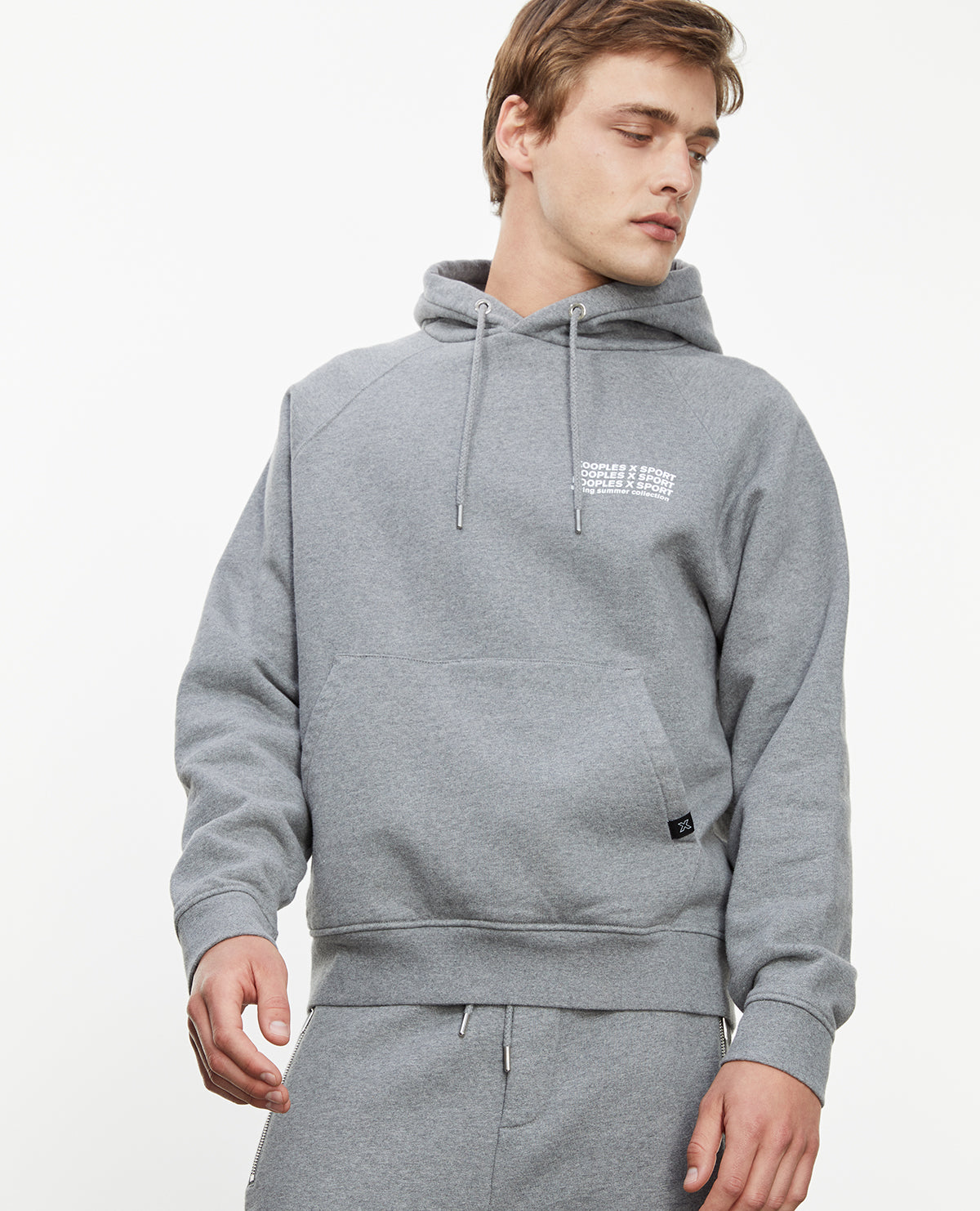 Flecked Gray Hoodie In Cotton With Logo | Men | Grey Melange