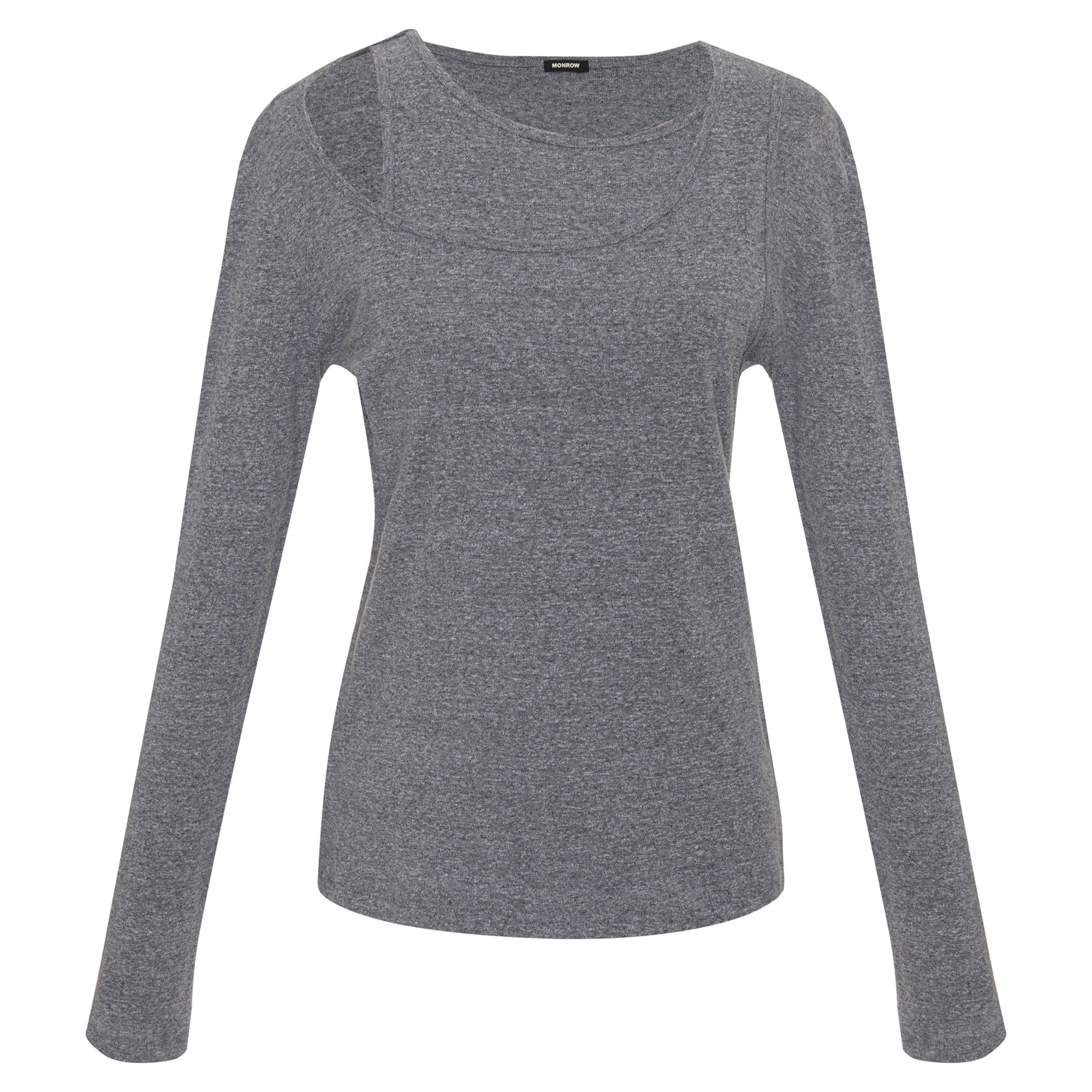 Ghost image of the asymmetric long sleeve top in granite.