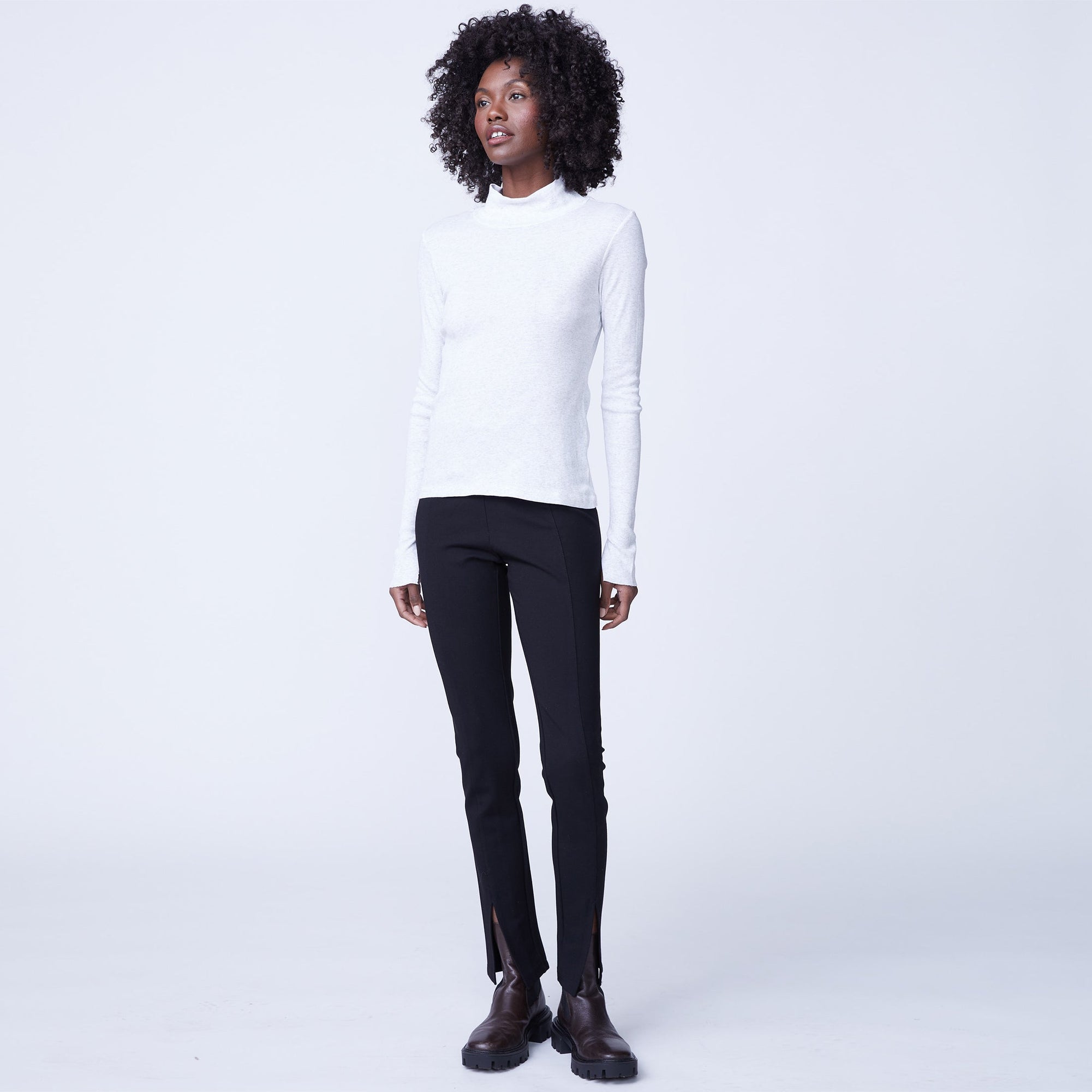 Heather Rib Turtleneck | Women | Heather Grey