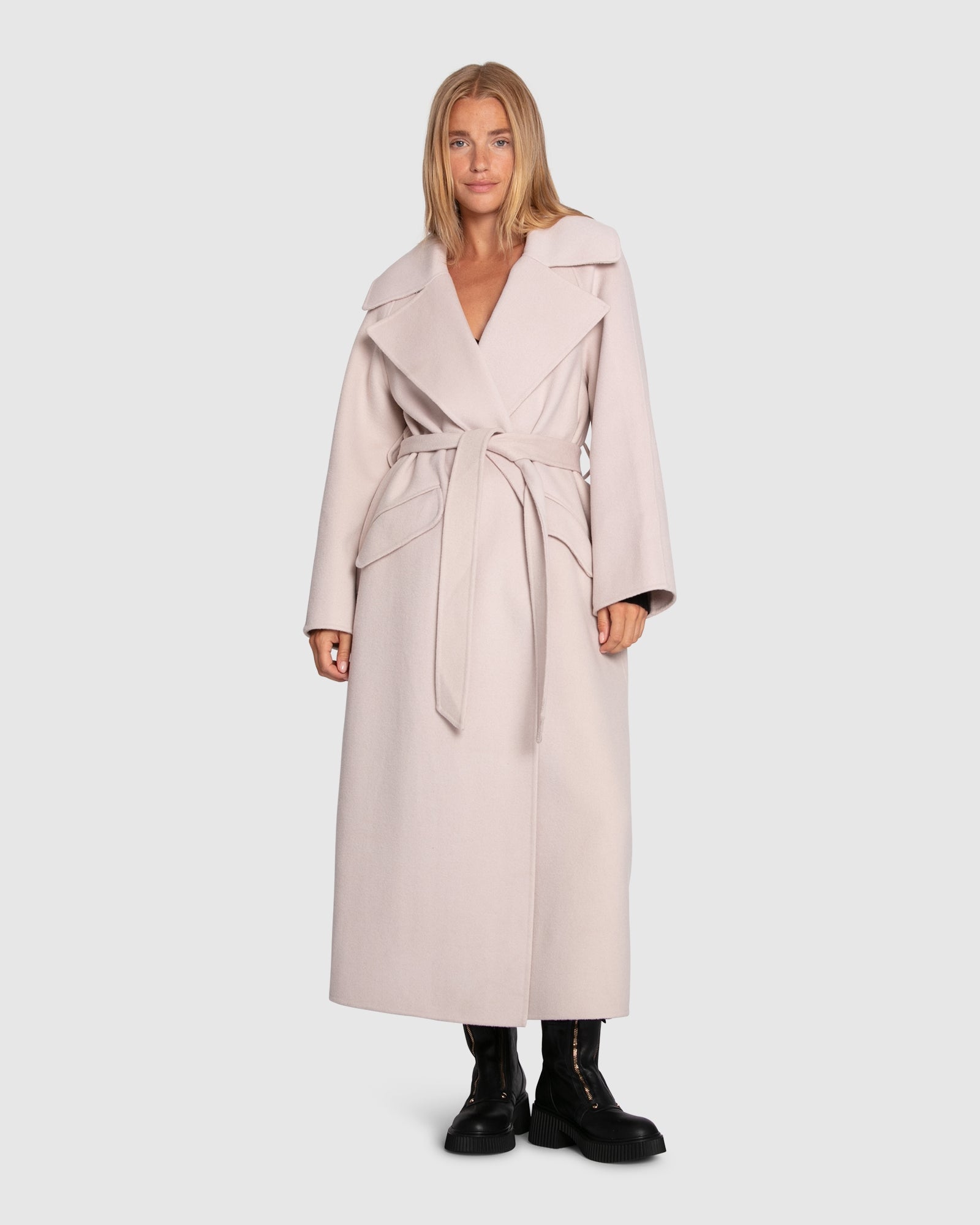 Women | Heart To Heart Wool Blend Large Collar Maxi Coat | Rosewater