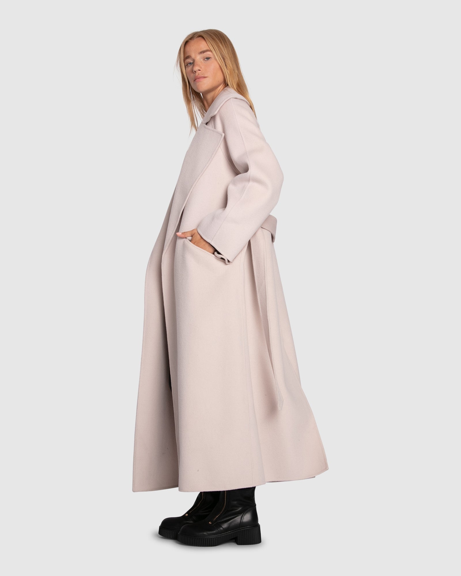 Women | Heart To Heart Wool Blend Large Collar Maxi Coat | Rosewater