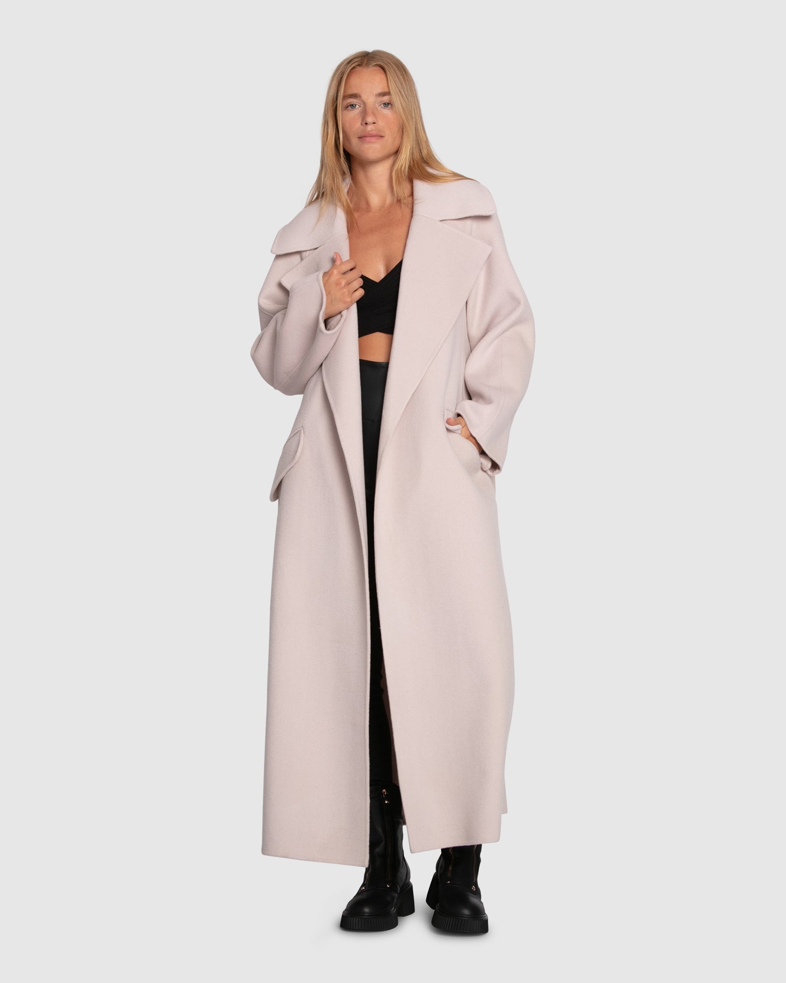 Women | Heart To Heart Wool Blend Large Collar Maxi Coat | Rosewater