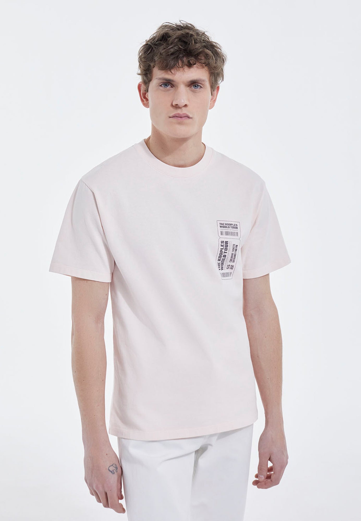 Cotton T-Shirt With The Kooples Logo | Men | Pink