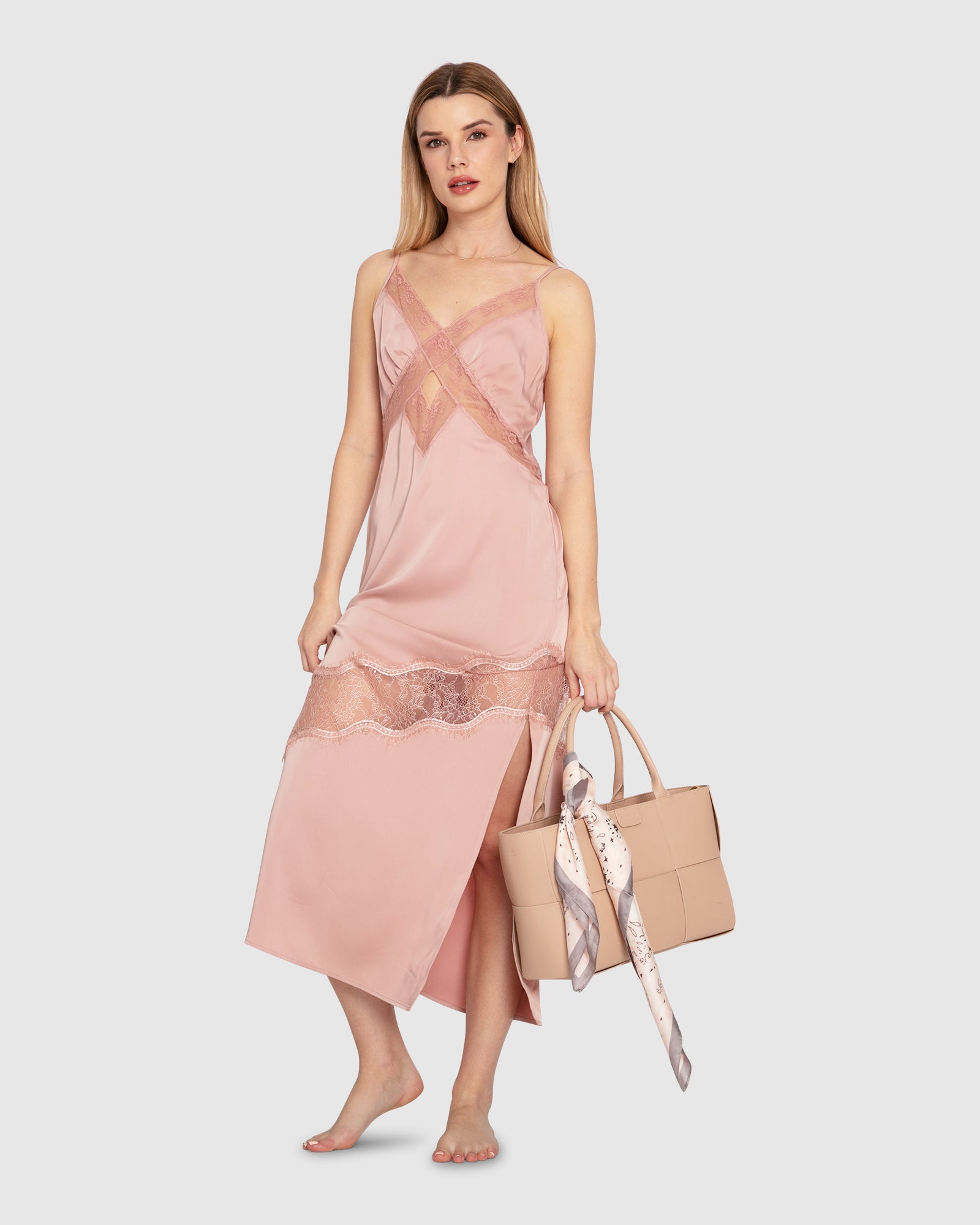 Women | Heavenly Bodies Lace Slip Dress | Dusty Rose