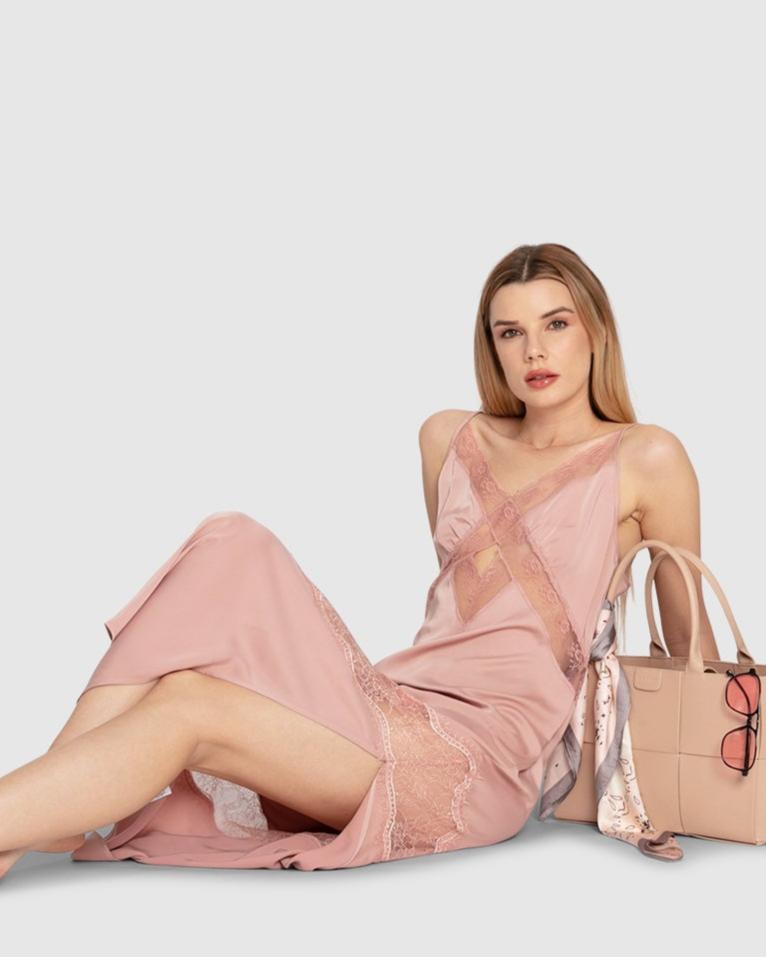 Women | Heavenly Bodies Lace Slip Dress | Dusty Rose