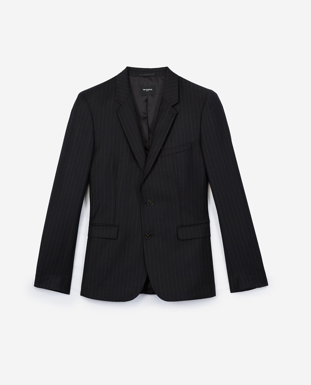 Wool Suit Jacket With White Stripes | Men | Black