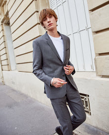 Two-Button Gray Wool Formal Jacket | Men | Grey