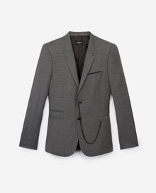 Patterned Slim-Fit Formal Gray Jacket | Men | Black Dark Grey