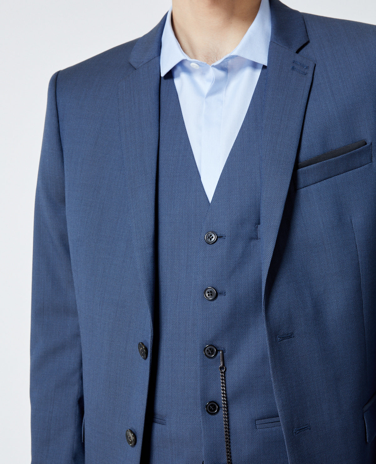 Textured Wool Formal Jacket | Men | Blue