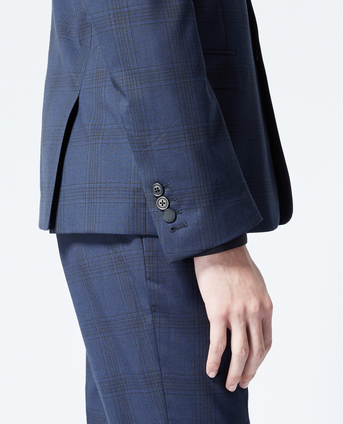 Wool Jacket With Check Motif | Men | Navy Blue