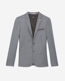 Gray Wool Jacket With Houndstooth Motif | Men | Grey