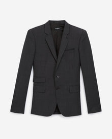 Slim-Fit Gray Jacket In Micro-Check Wool | Men | Anthracite