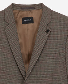 Brown And Wool Jacket With Check Motif | Men | Black Red Off White