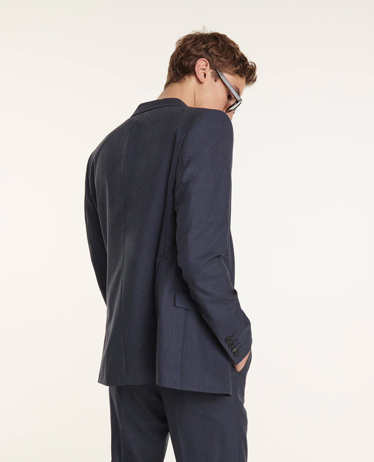 Slate Blue Wool Suit Jacket | Men | Navy