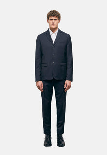 Wool Suit Jacket With Check Motif | Men | Navy x White