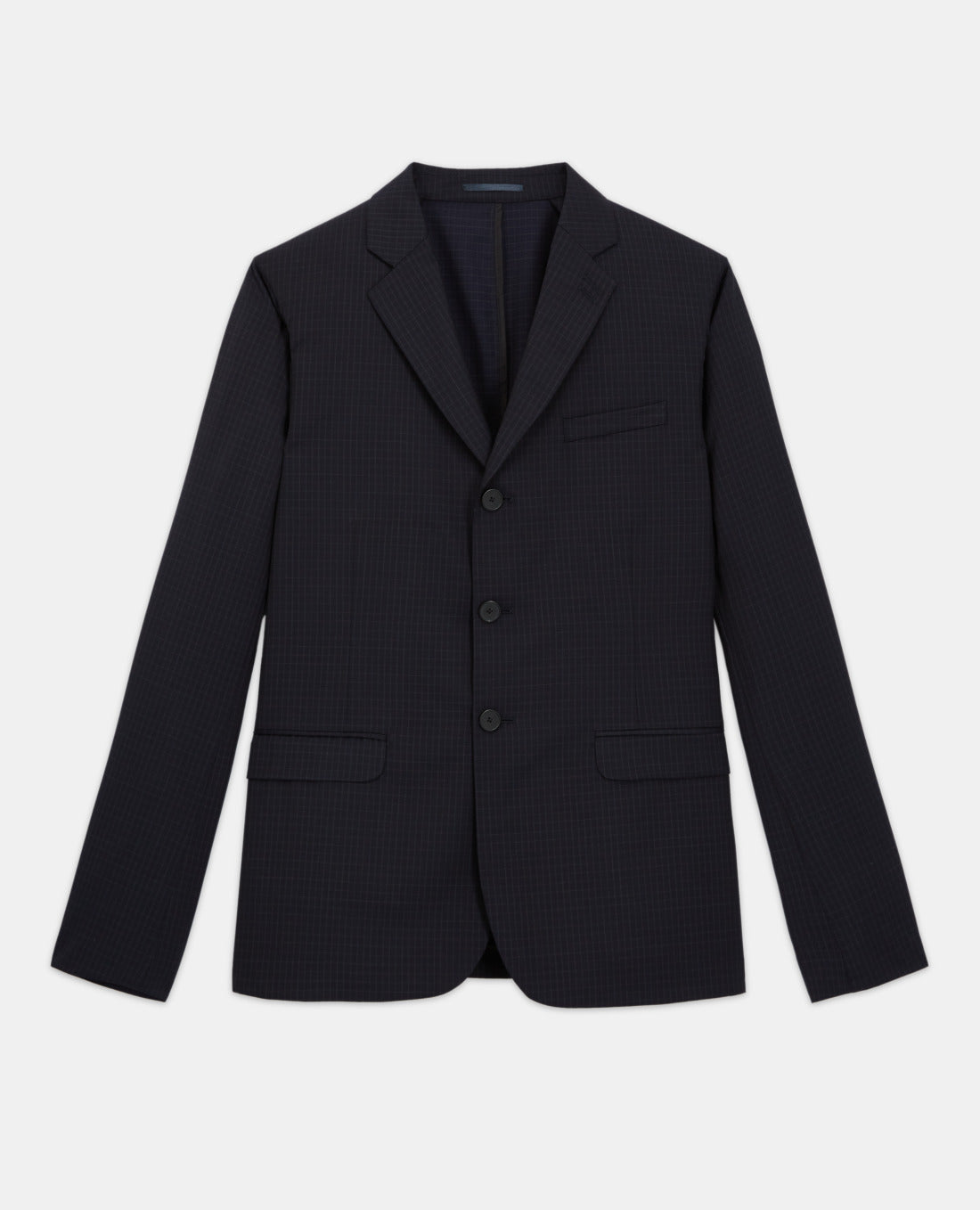 Wool Suit Jacket With Check Motif | Men | Navy x White