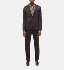 Striped Wool Suit Jacket | Men | Black Grey