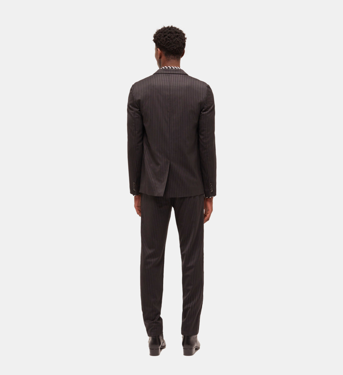 Striped Wool Suit Jacket | Men | Black Grey