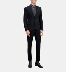 Blue Wool Prince Of Wales Suit Blazer | Men | Dark Navy