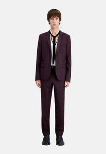 Burgundy Checked Wool Suit Jacket | Men | Bordeaux