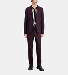 Burgundy Checked Wool Suit Jacket | Men | Bordeaux