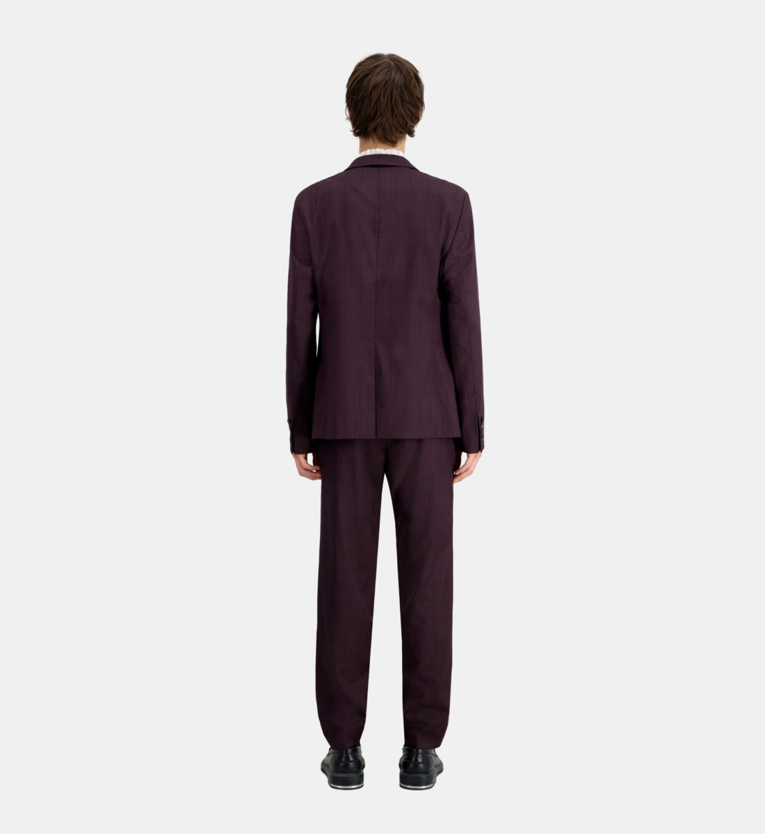 Burgundy Checked Wool Suit Jacket | Men | Bordeaux