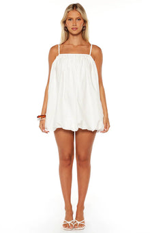 Harles Bubble Hem Mini Dress | White