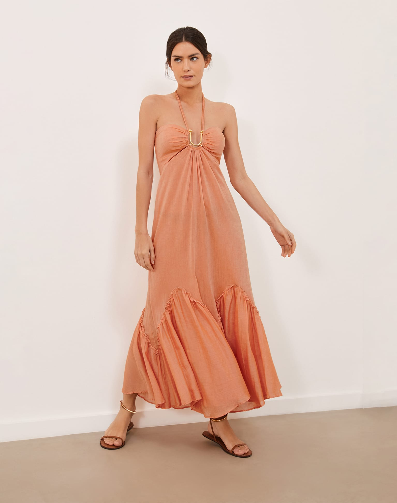 Harper Detail Long Dress | Grapefruit