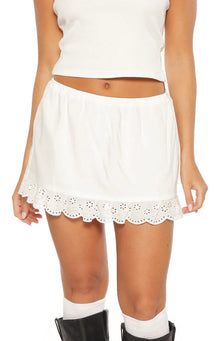 Hart Broderie Trim Mini Skirt | White