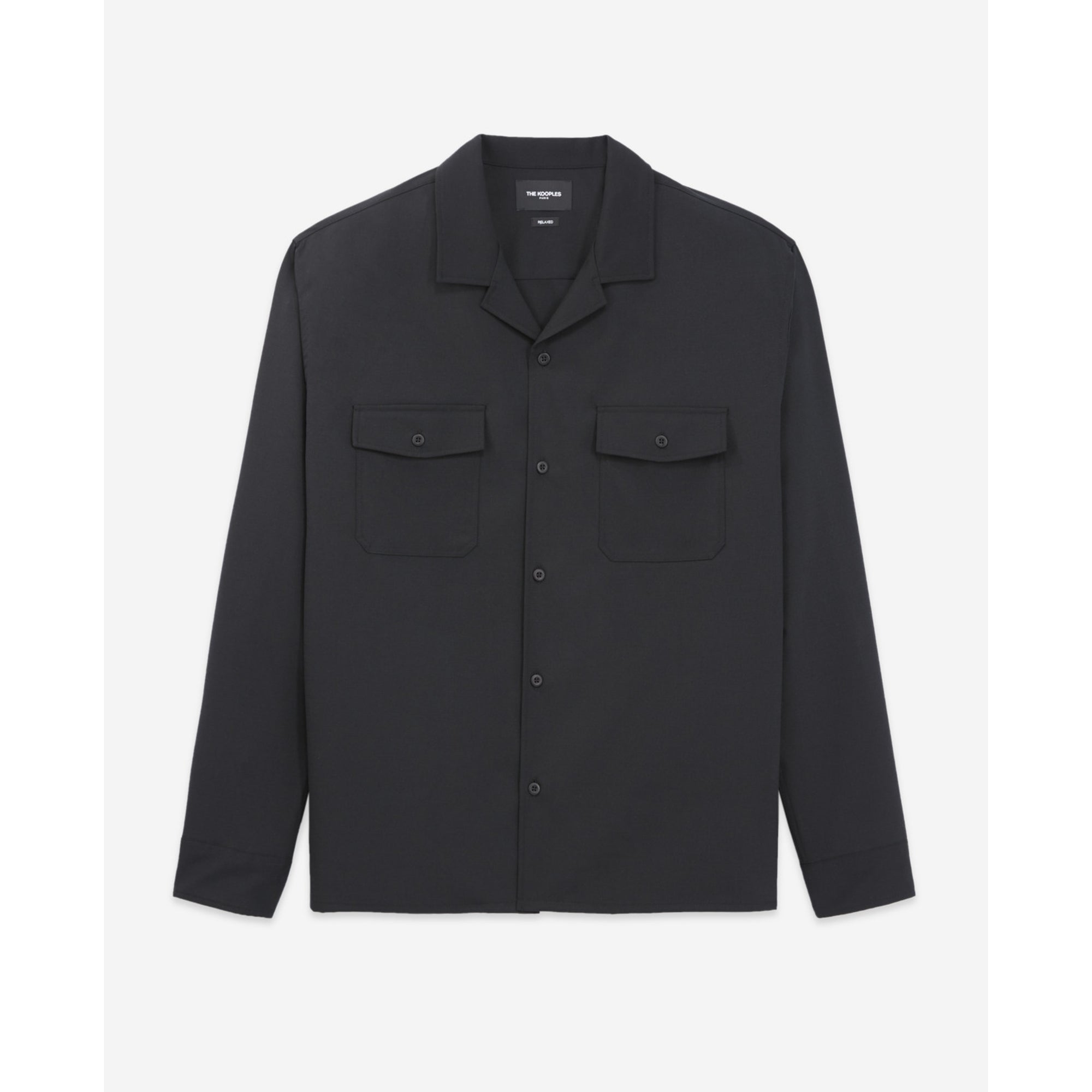 Hawaiian-Collar Shirt With Flap Pockets | Men | Black