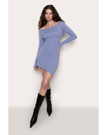 Heart Pointelle Asym Dress | Storm Blue