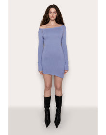 Heart Pointelle Asym Dress | Storm Blue