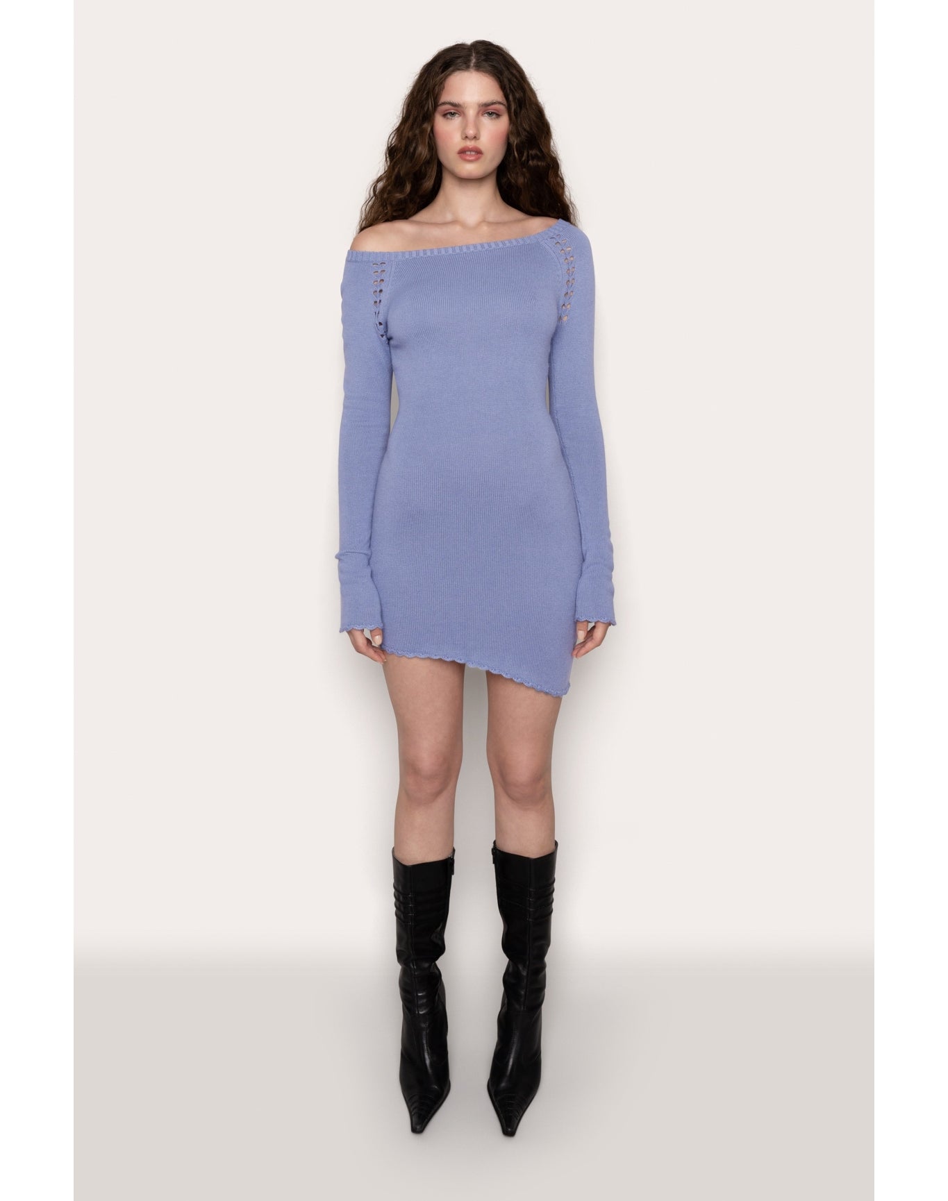 Heart Pointelle Asym Dress | Storm Blue